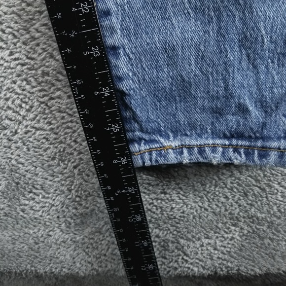 Levis 501 Jeans Womens 26 Blue Skinny Button Fly Medium Wash Ripped Denim - Picture 8 of 11